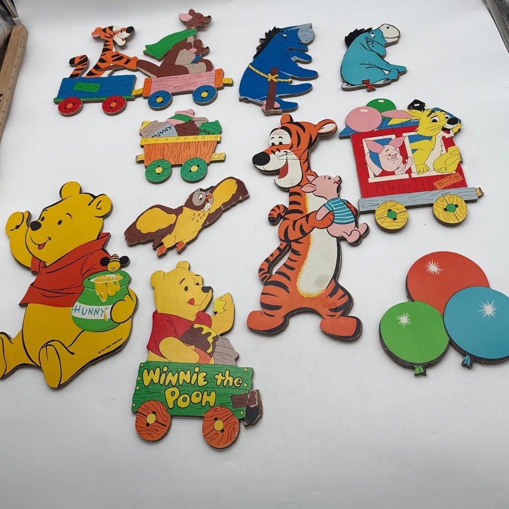Disney Winnie The Pooh Tigger Eeyore Wooden Wall Decor Lot Vintage Nursery